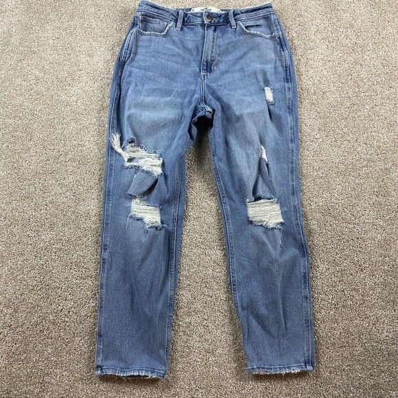 Hollister Denim - Hollister Womens Mom Jean Curvy High Rise 7 x 25 Distressed Destroyed